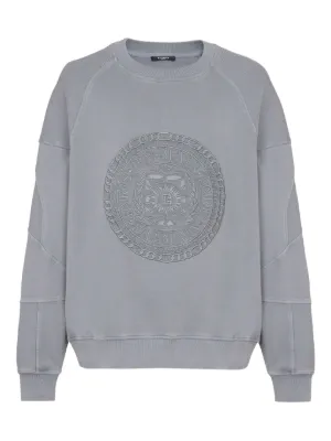 BALMAIN バルマン ロゴ刺繍ニット クロップド スウェットシャツ トップス BALMAIN バルマン ロゴ刺繍ニット クロップド スウェットシャツ