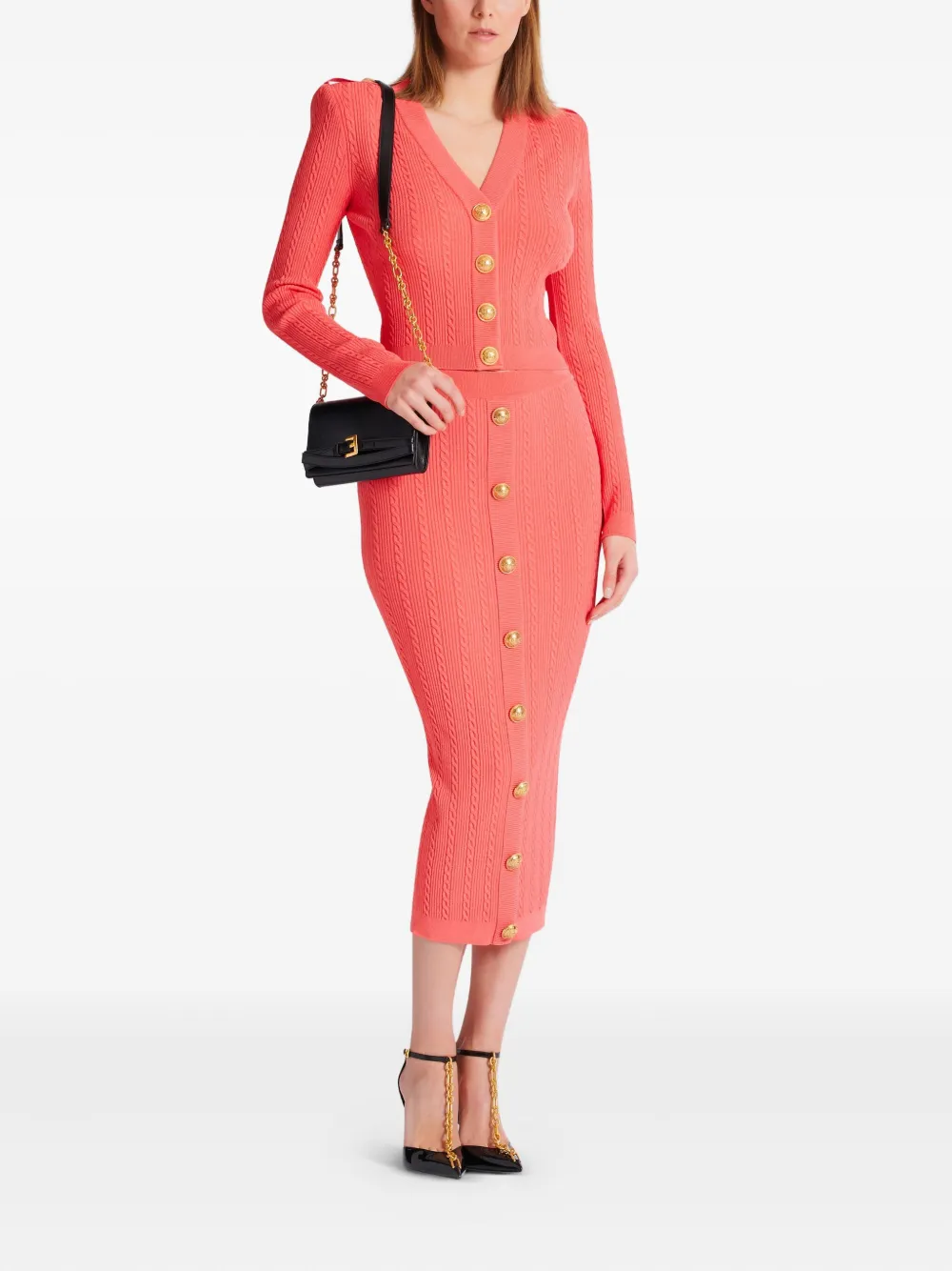 Balmain Kabelgebreide rok - Roze