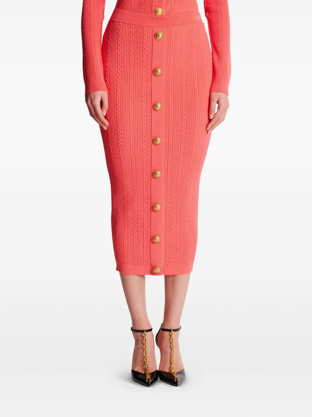 Balmain Kabelgebreide rok Roze