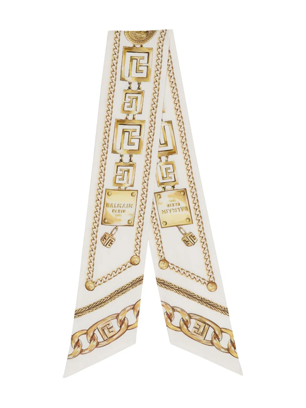Balmain chain-print silk bandana - ホワイト Balmain chain-print silk bandana - ホワイト