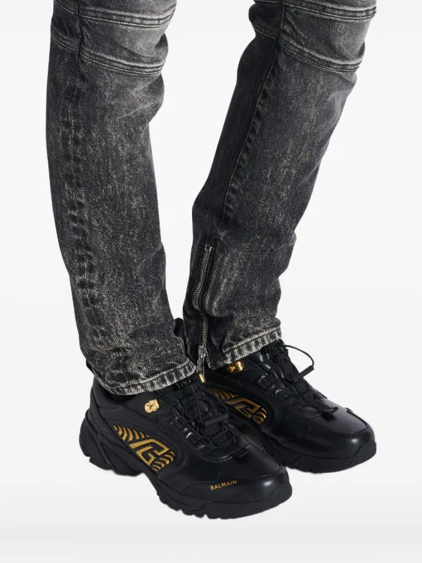 Balmain Cosmic Dust Leather Sneakers | Black | FARFETCH