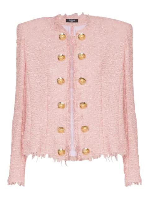 Balmain chamarra de tweed bordada con lentejuelas