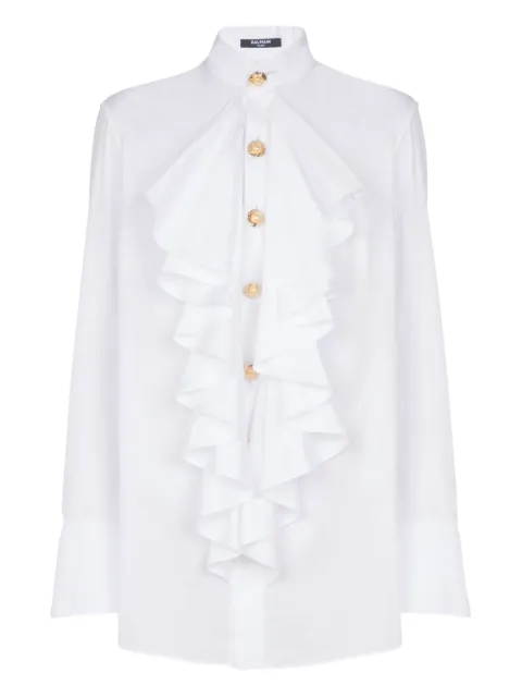 Balmain camisa de popelina con volantes