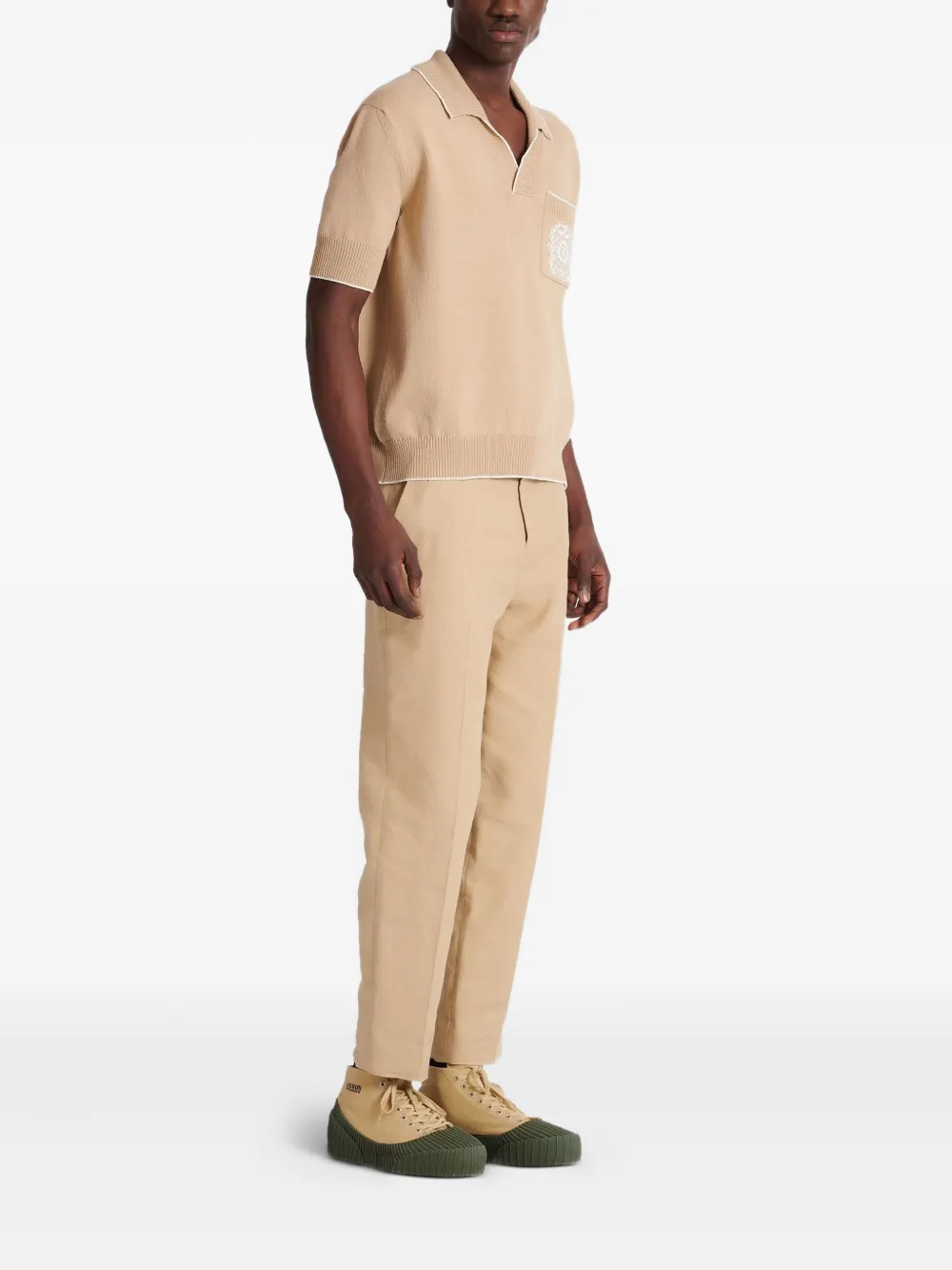 Shop Balmain Embroidered Polo Shirt