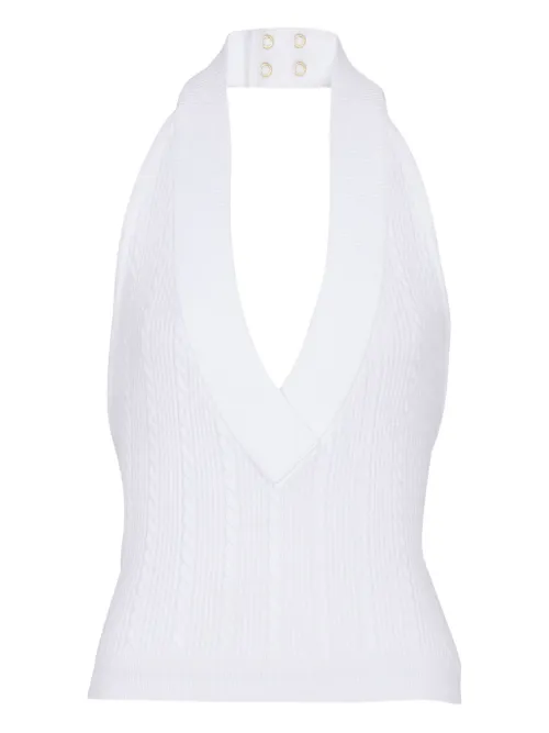 Haut en maille torsadée à dos-nu - Balmain - Modalova