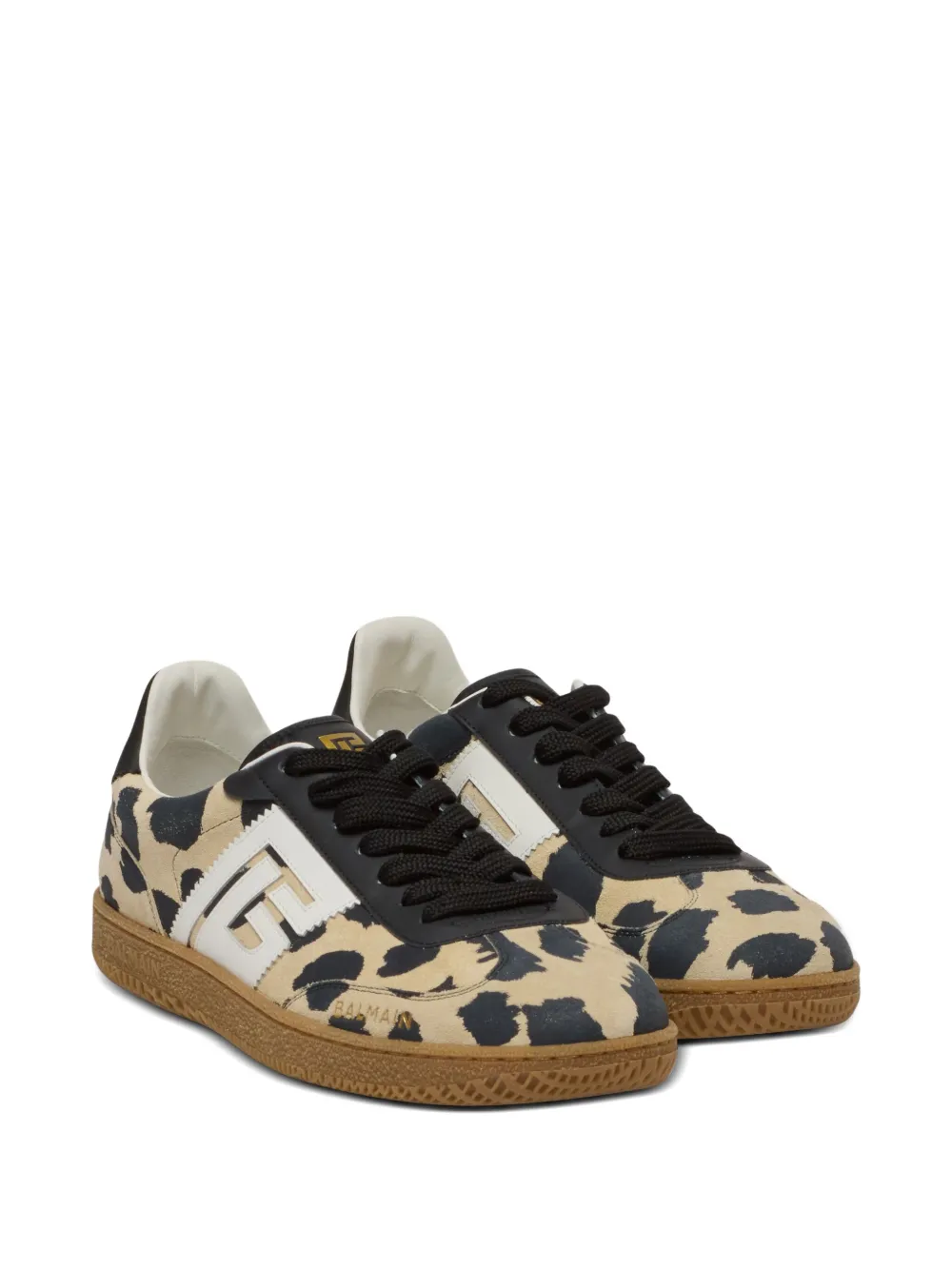 Balmain Swan sneakers met luipaardprint Beige