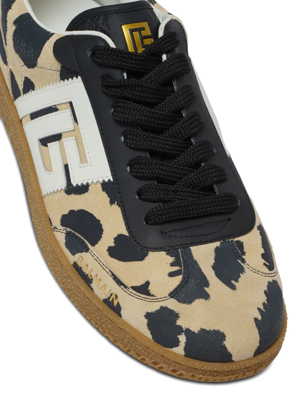 Balmain Swan sneakers met luipaardprint Beige