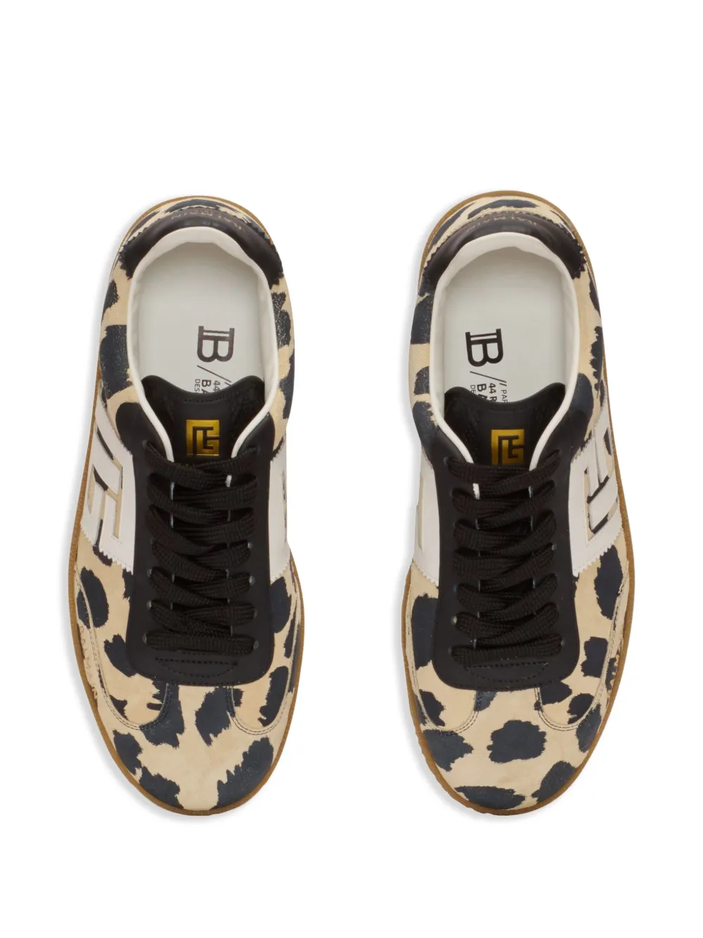 Balmain Swan sneakers met luipaardprint Beige