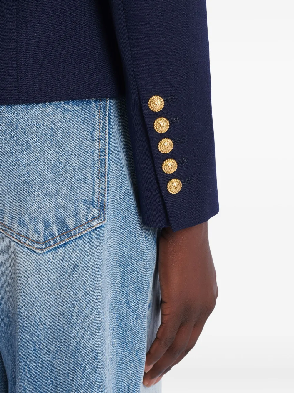 Balmain Double-breasted Wool Jacket In Blue