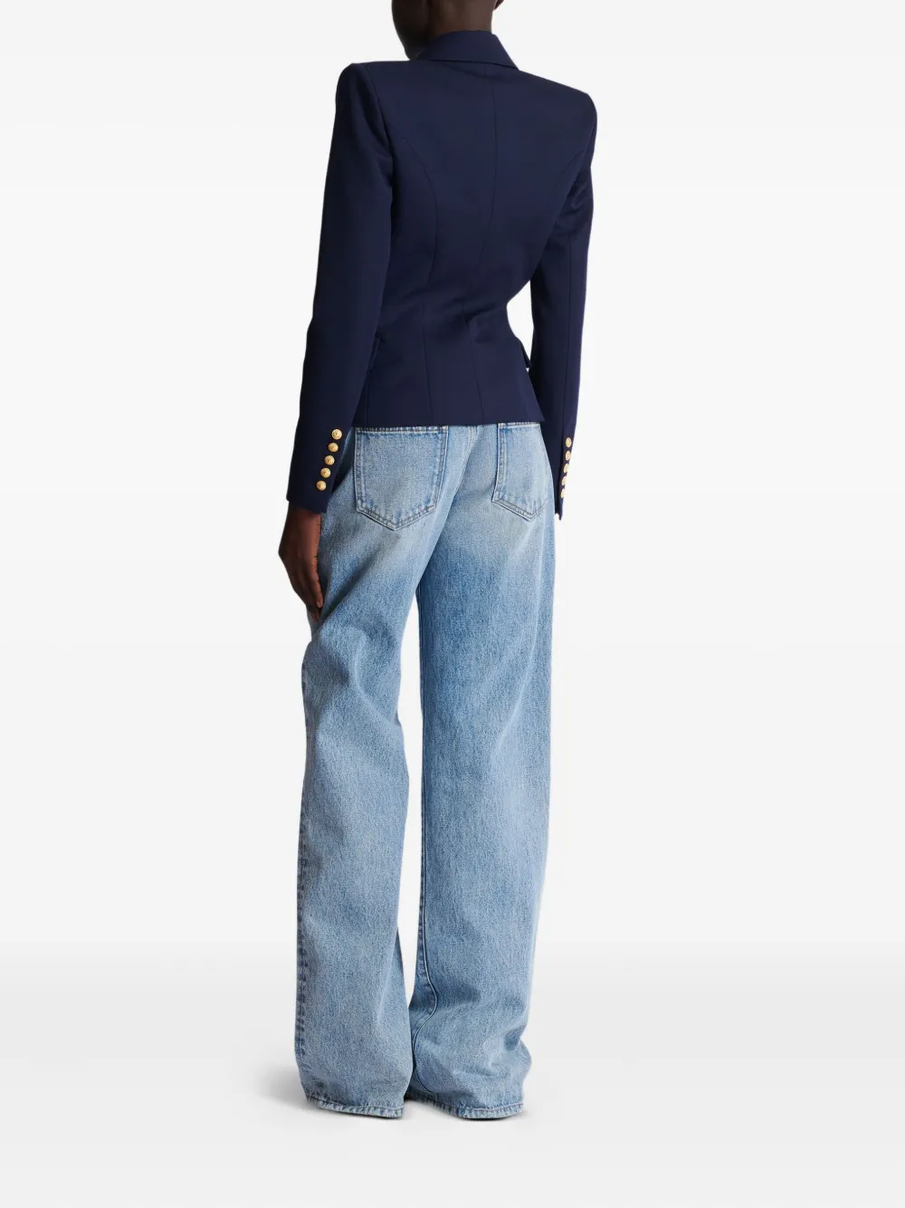 Balmain Double-breasted Wool Jacket In Blue