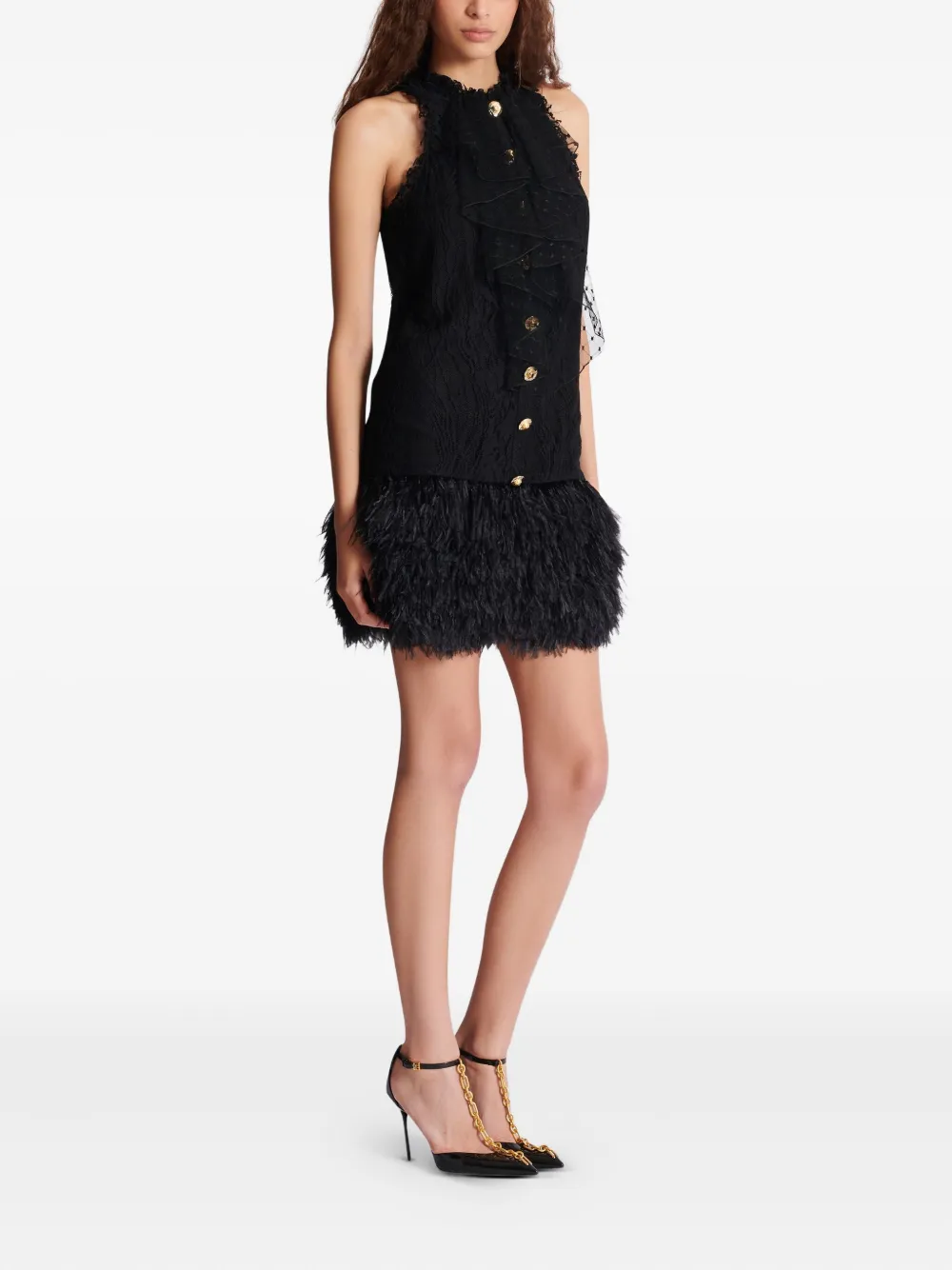 Balmain lace-embellished dress Zwart