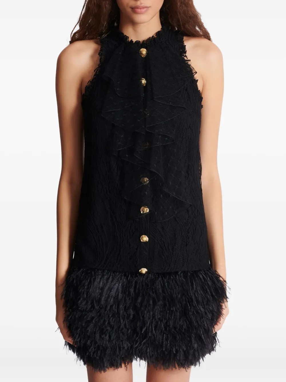 Balmain lace-embellished dress Zwart