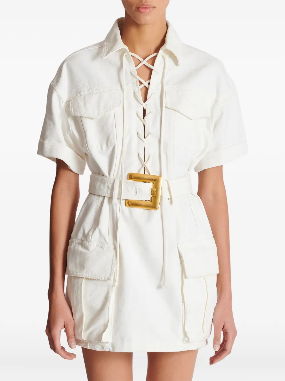 Balmain Canvas mini-jurk Wit