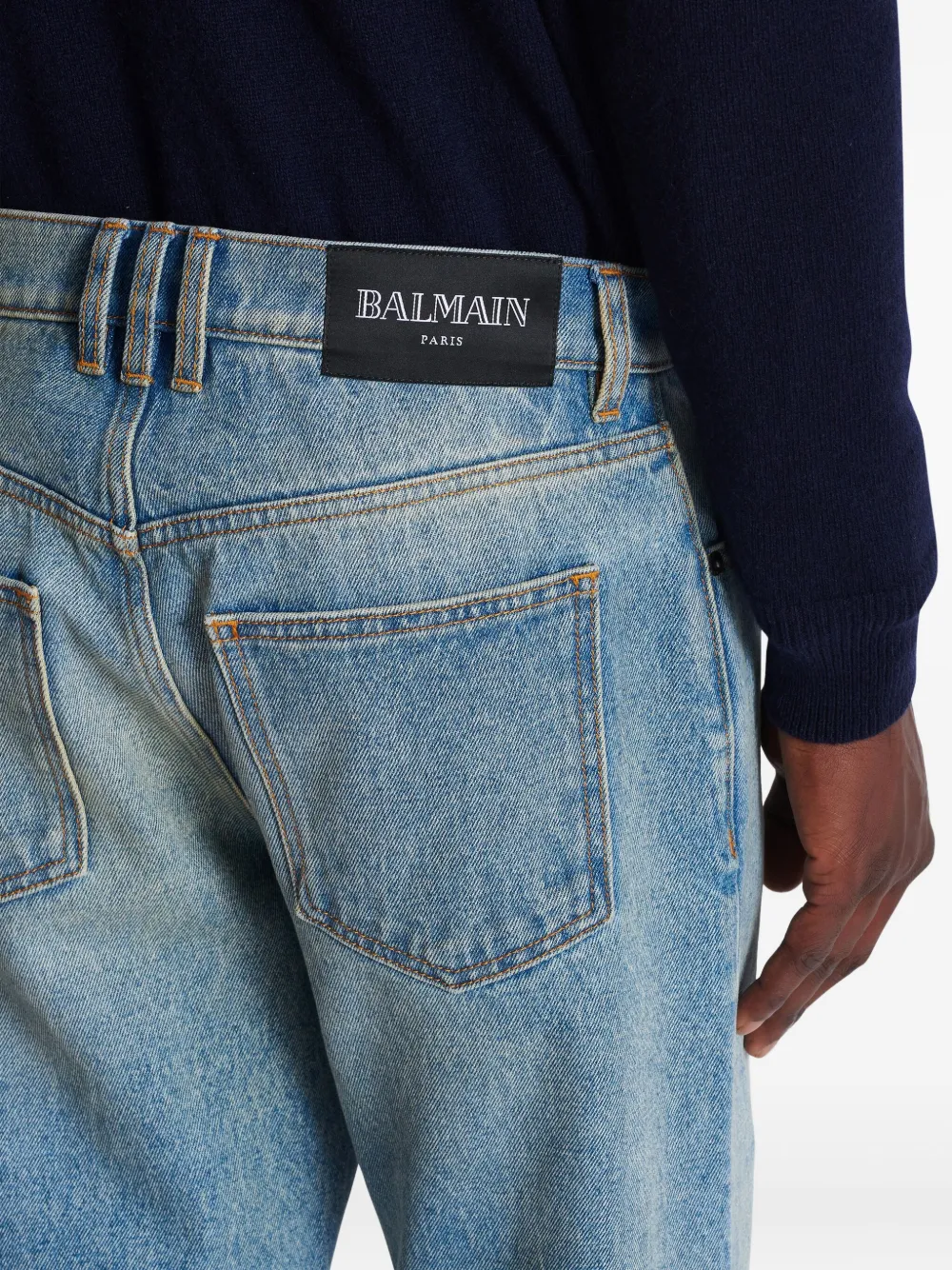 【関税込み】Balmain ブルー デニム ストレートレッグ ジーンズ Balmain ストレートジーンズ | ブルー | FARFETCH JP