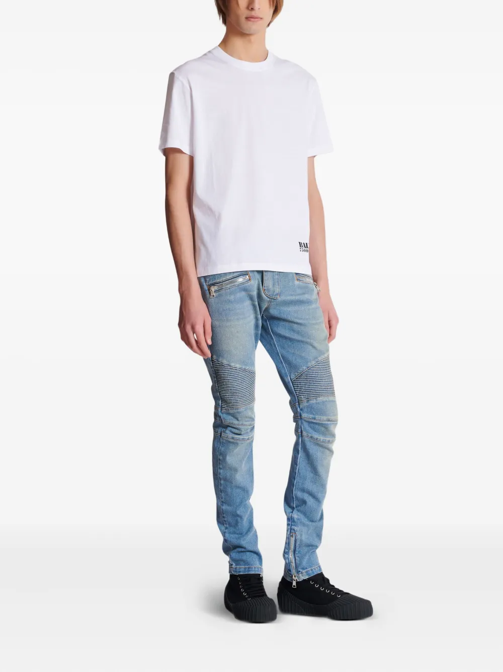 Shop Balmain Logo-stamp T-shirt