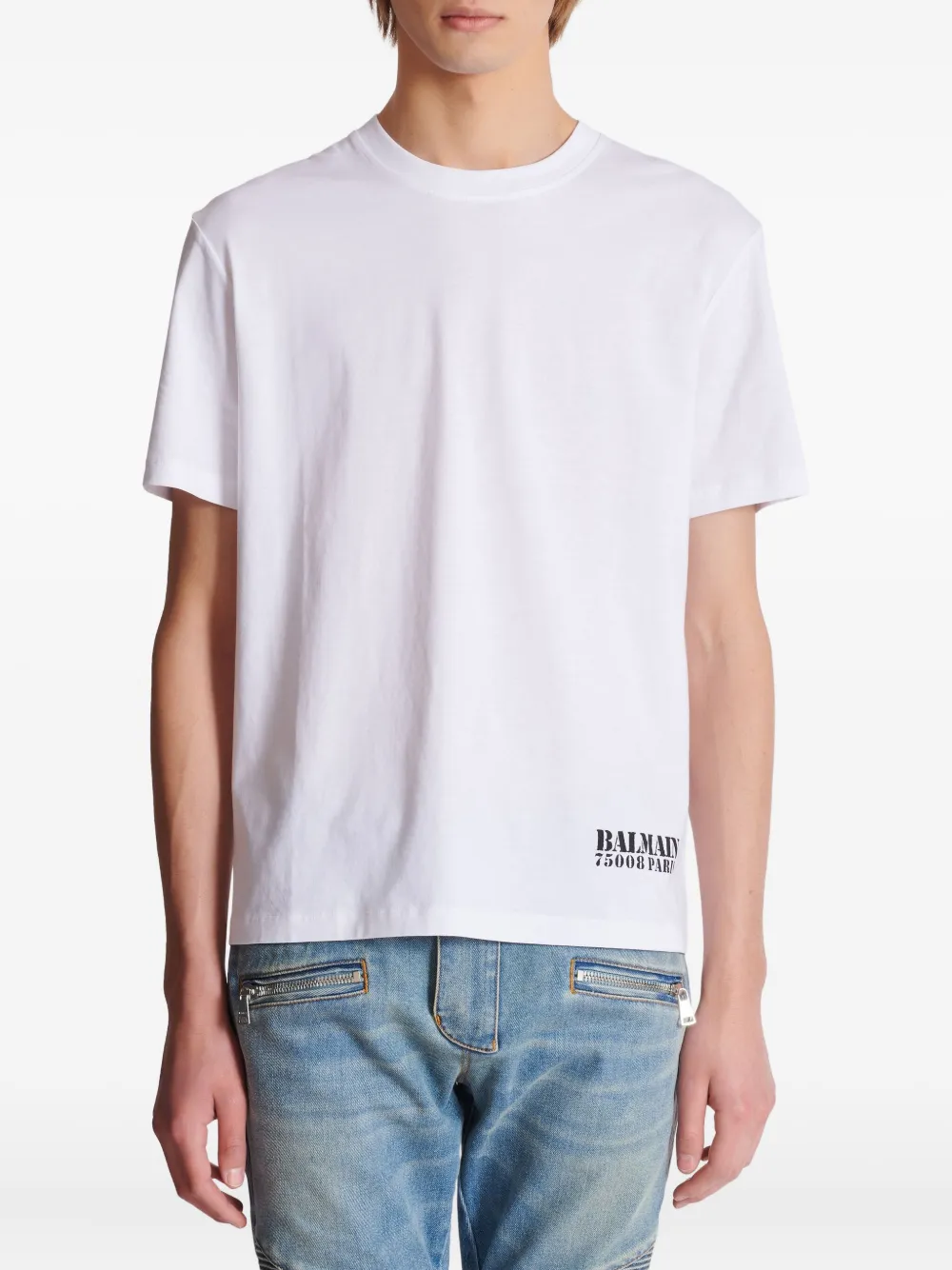 Shop Balmain Logo-stamp T-shirt