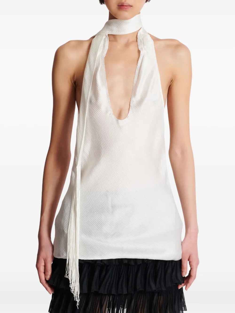 Balmain Zijden haltertop Wit