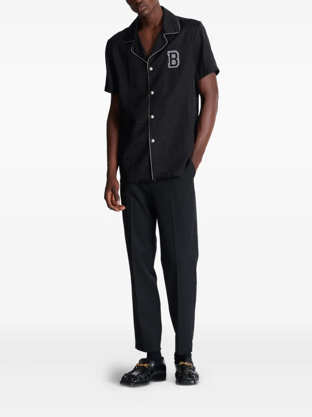 Balmain Varsity pyjamashirt - Zwart