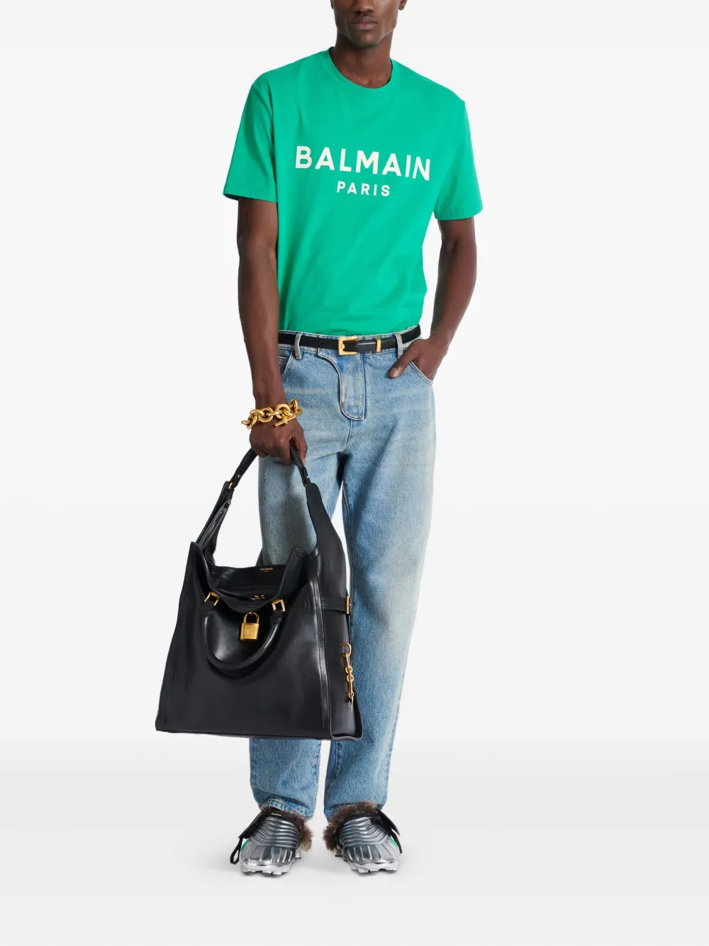 Balmain T-shirt met logoprint - Groen