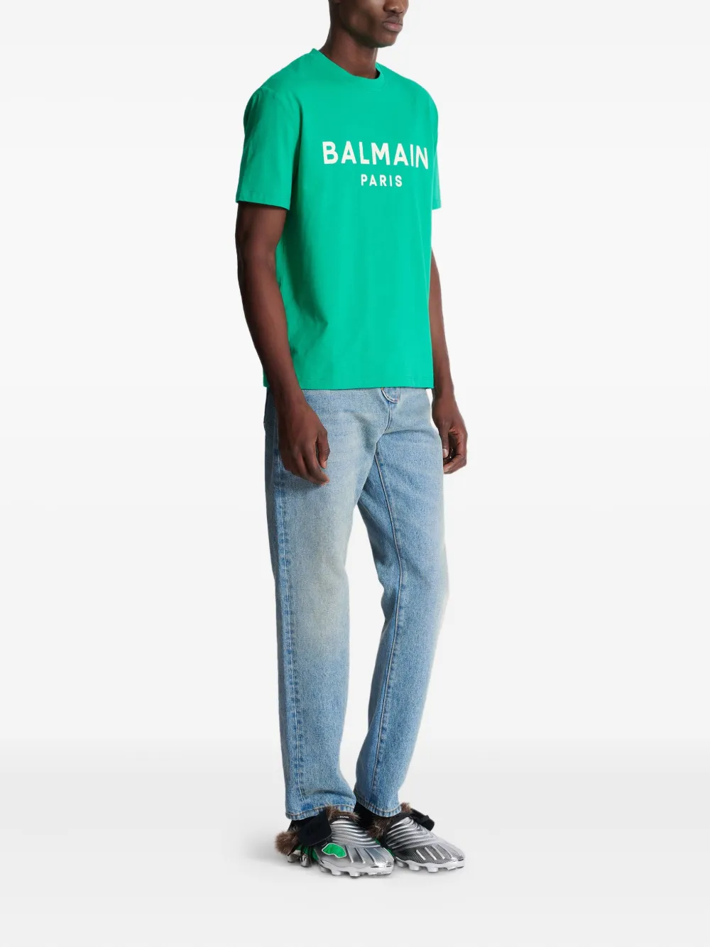 Balmain T-shirt met logoprint Groen