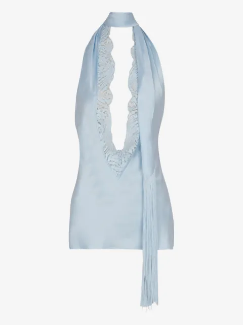 Balmain backless halterneck silk top