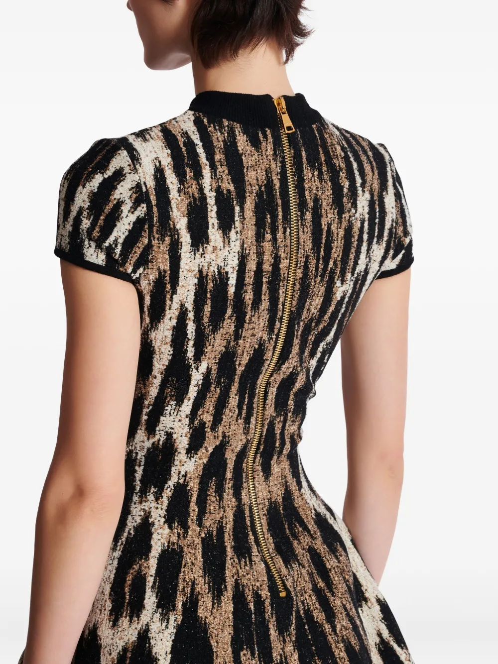 Balmain Jurk met luipaard-jacquard Bruin