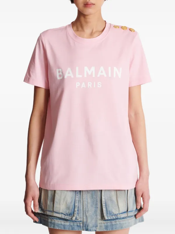 Balmain Camiseta Com Estampa De Logo | Rosa | FARFETCH BR