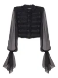 Balmain chiffon-sleeve tweed jacket - Black