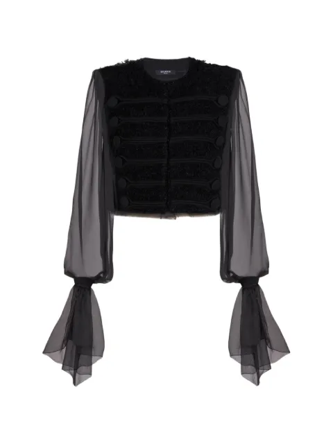 Balmain 雪纺袖粗花呢夹克