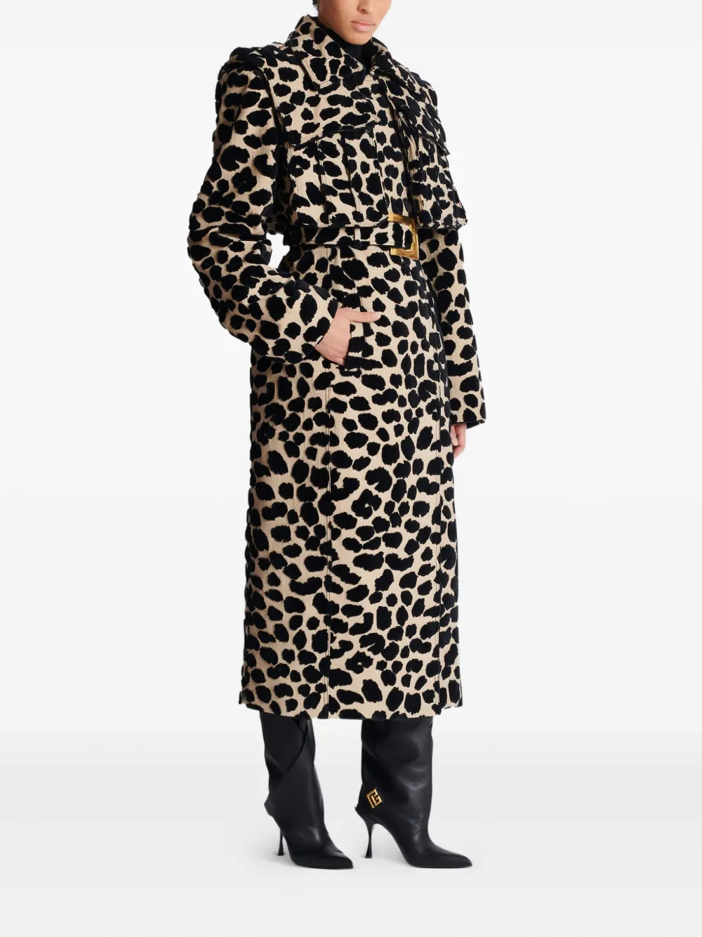 Balmain Trenchcoat met luipaardprint Beige