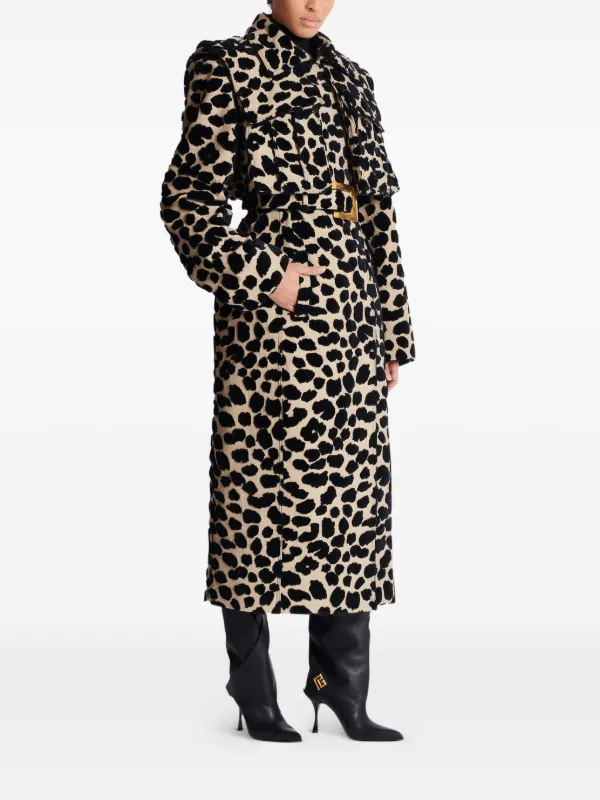 Balmain leopard-print Belted Trench Coat | Neutrals | FARFETCH