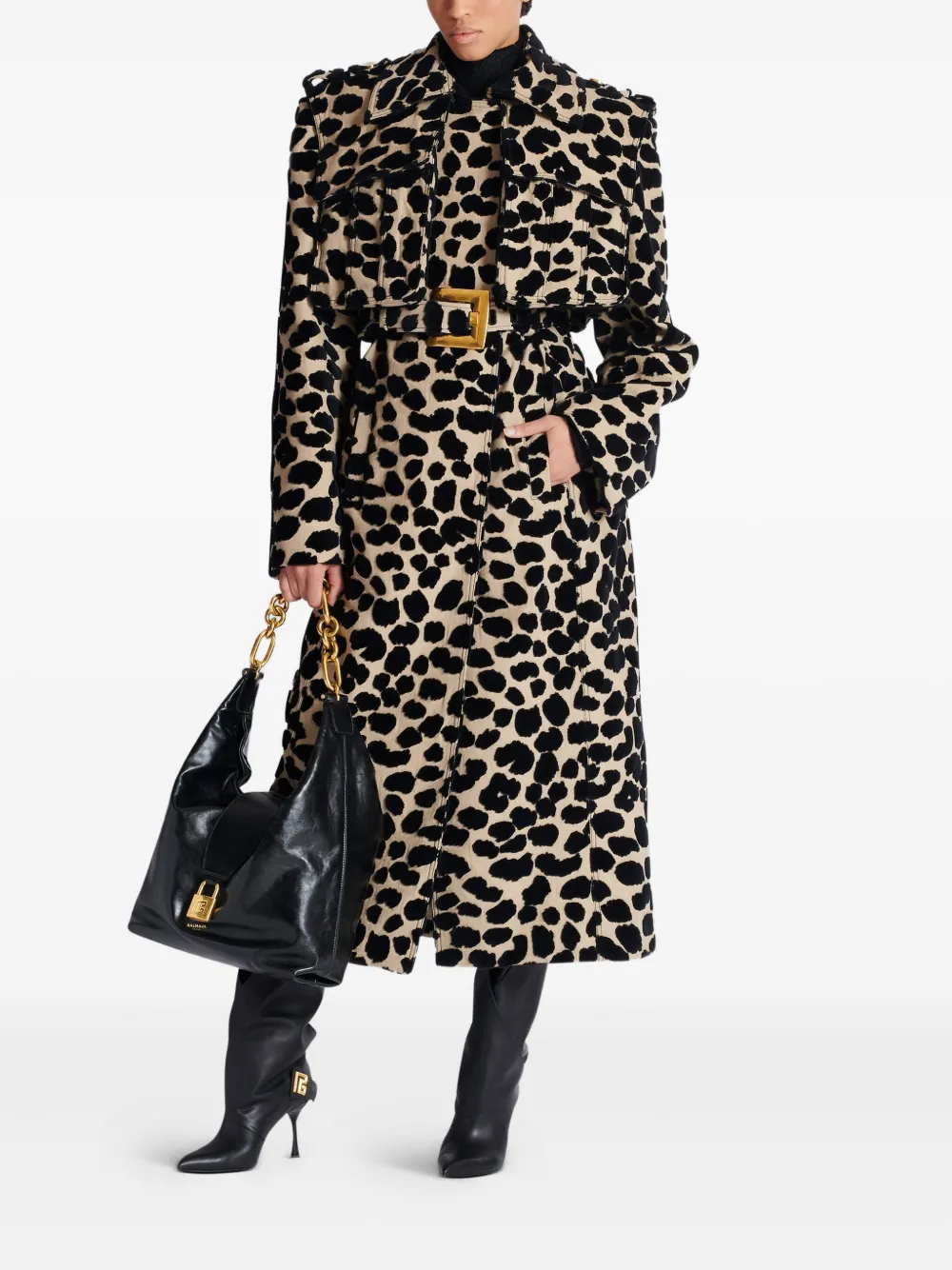Balmain Trenchcoat met luipaardprint Beige