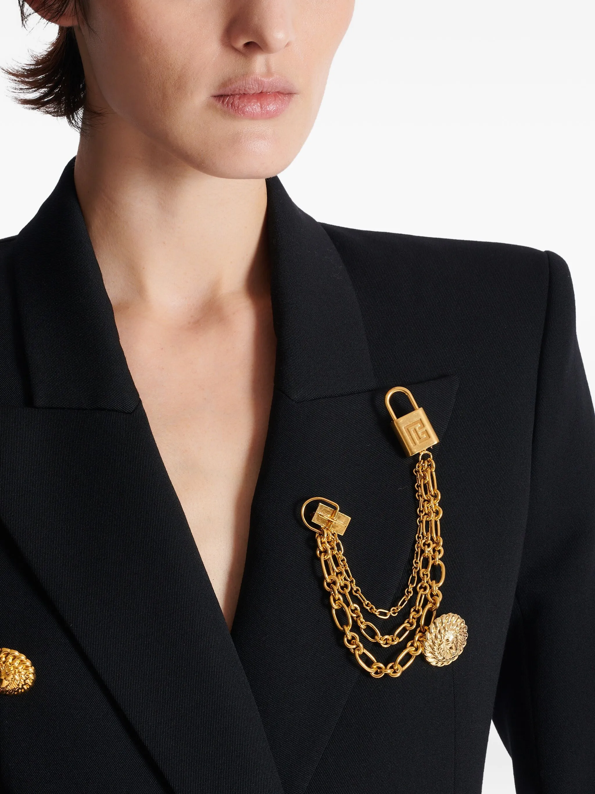 Balmain Sync chains brooch