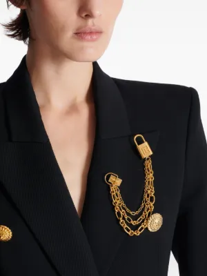 BALMAIN　ブローチ Brass and crystal Kiss brooch red red - Men | BALMAIN