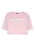 Balmain cropped logo-print T-shirt - Pink