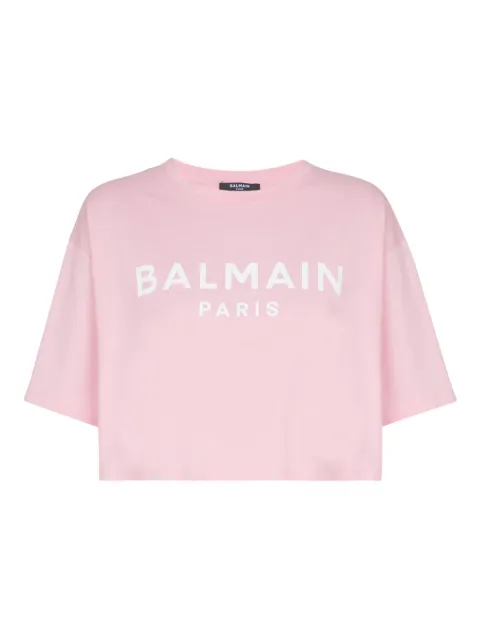 Balmain cropped logo-print T-shirt
