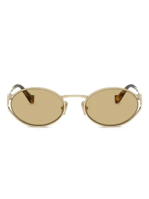 Miu Miu Eyewear oval-frame Sunglasses | Gold | FARFETCH