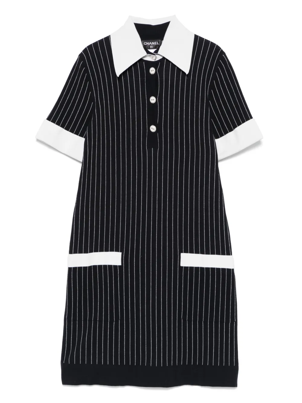 Pre-owned Chanel 2010s Pinstriped Mini Dress