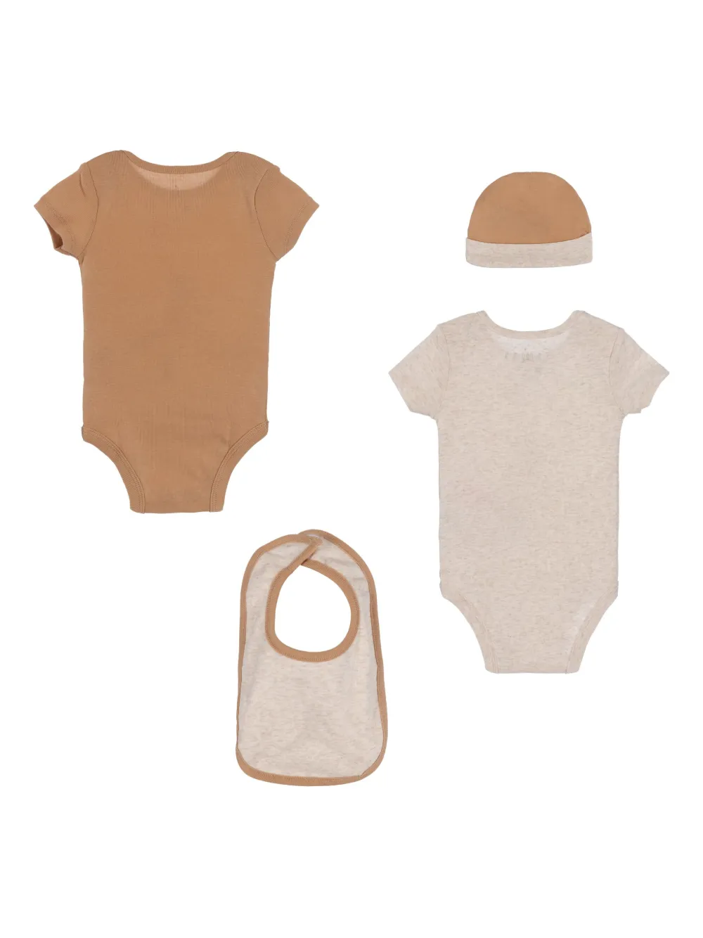 Jordan Kids Twee rompers muts slabbetje en slofjes Bruin