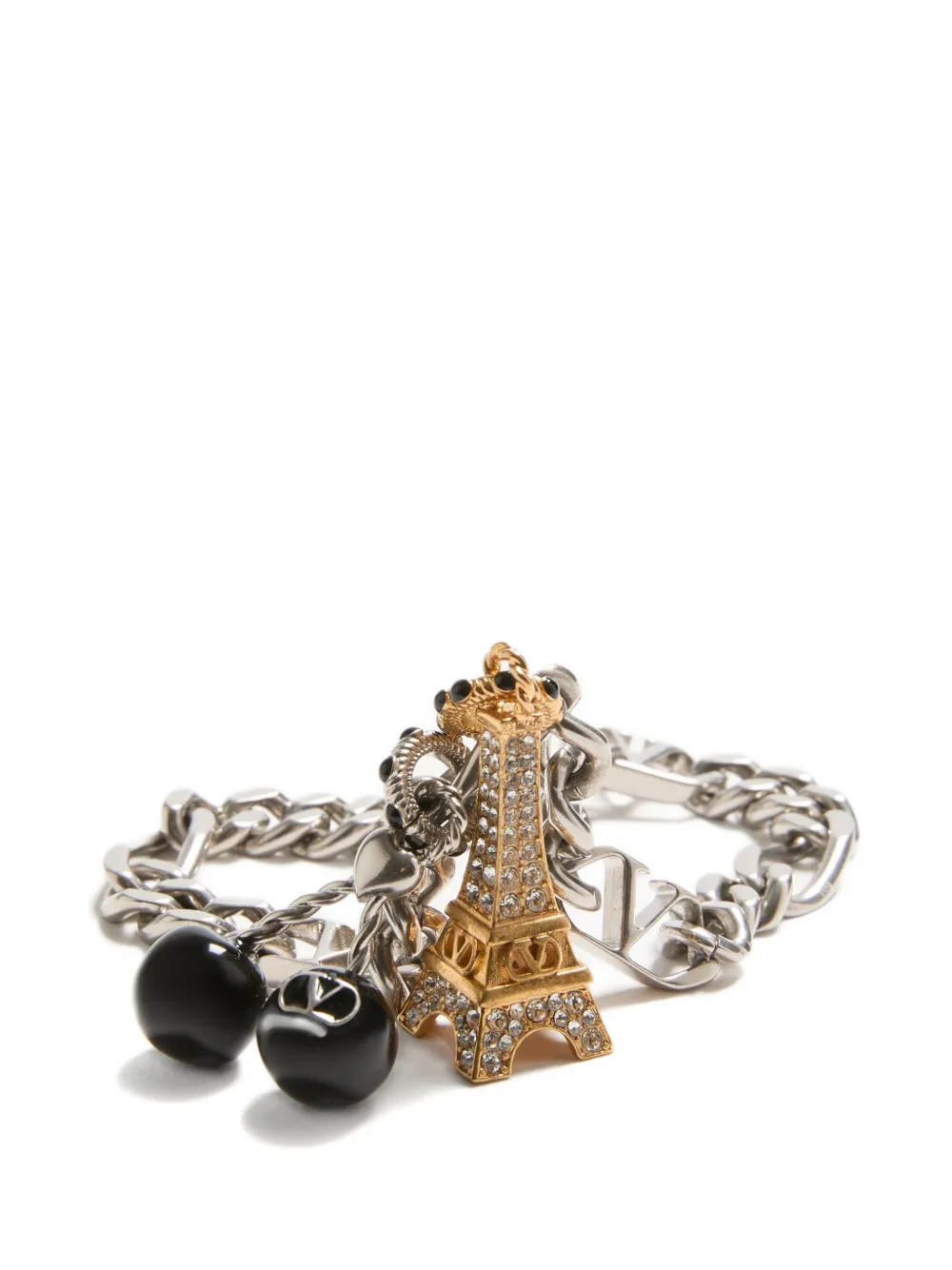 Valentino Garavani Valentino Garavani Chez Valentino Bracelet In Metal, Enamel And Swarovski® Crystals - Silver 