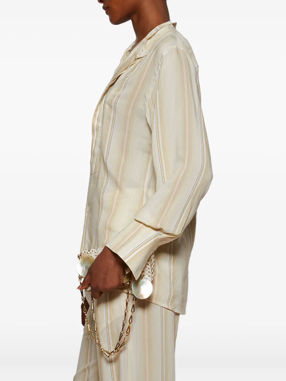 Victoria Beckham stripe long-sleeve shirt Beige
