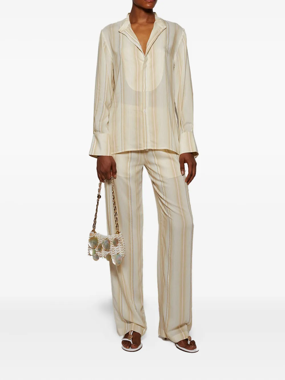 Victoria Beckham stripe long-sleeve shirt - Beige