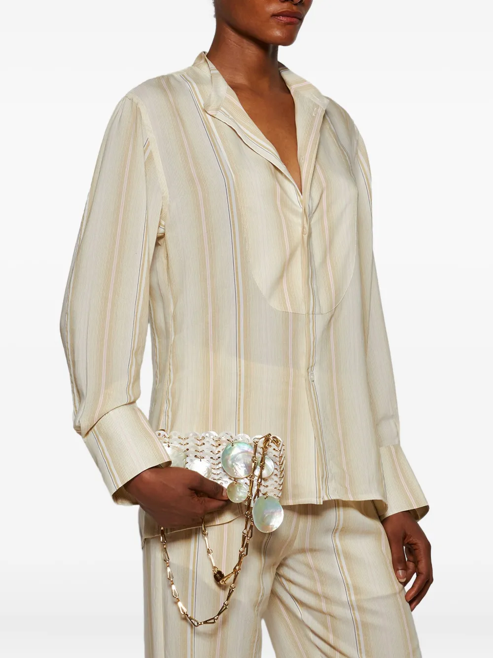 Victoria Beckham stripe long-sleeve shirt Beige
