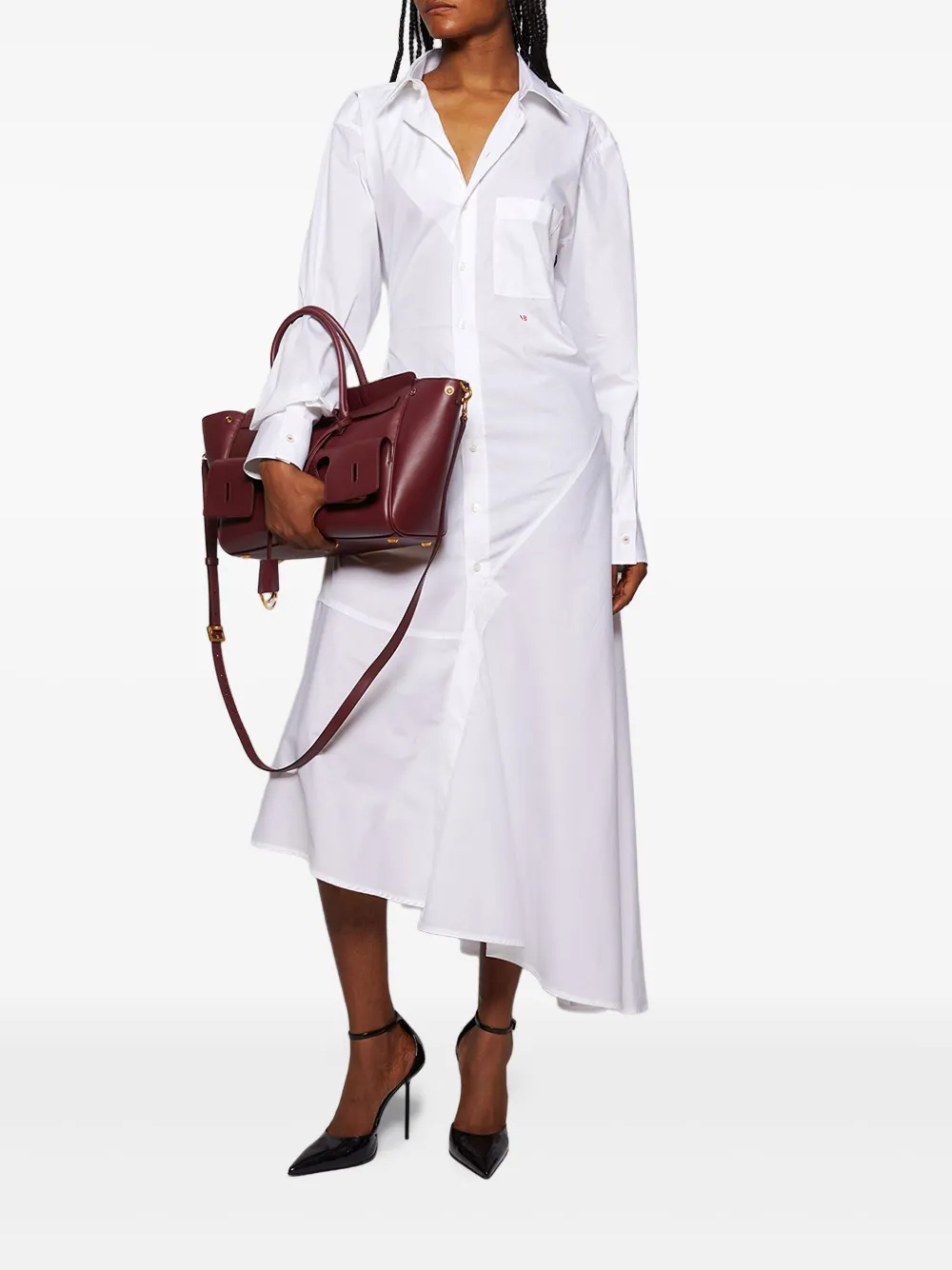 Victoria Beckham panelled asymmetrical shirt dress - Wit