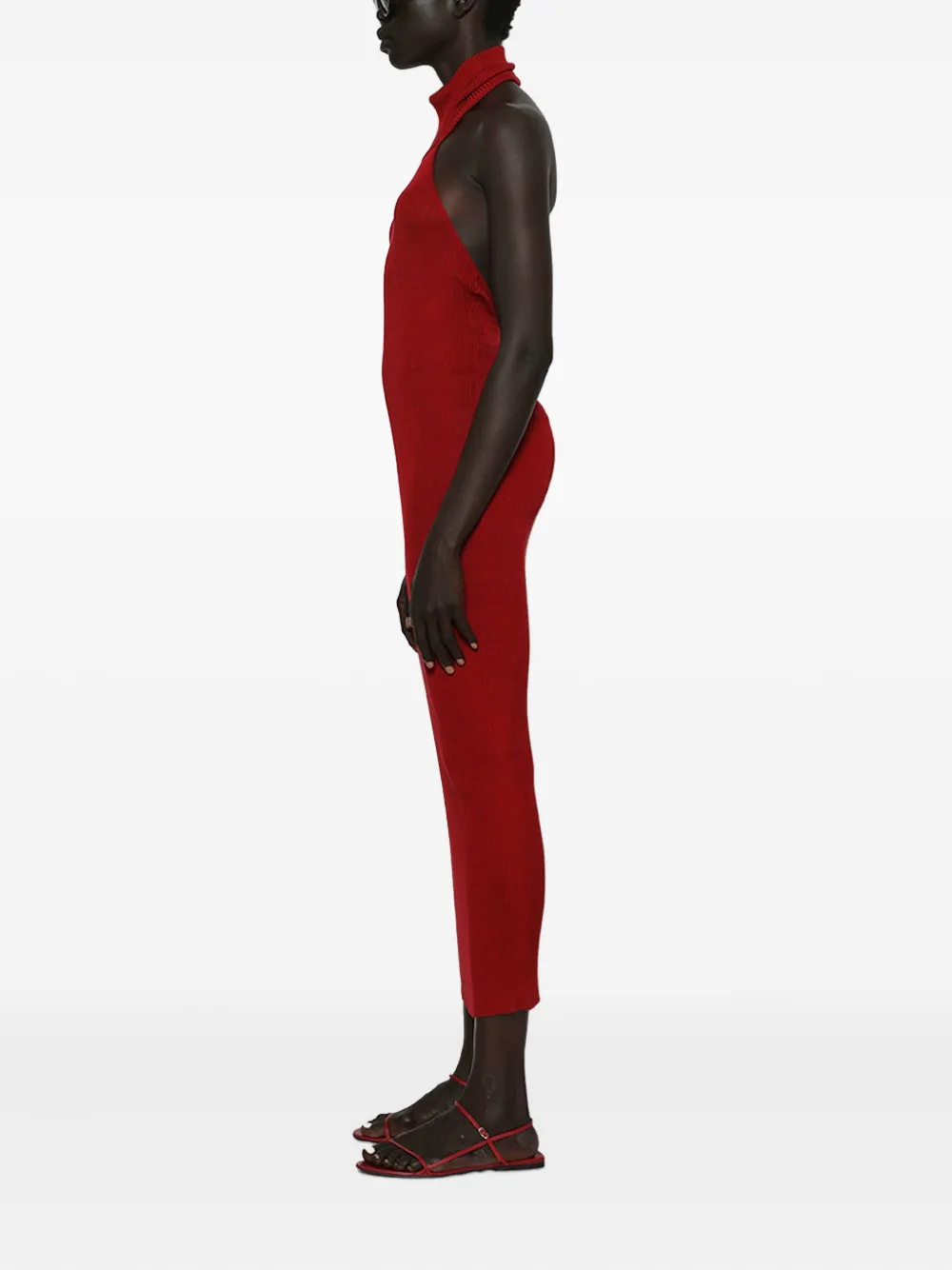 Magda Butrym Ribbed Halter-neck Midi Dress In Red