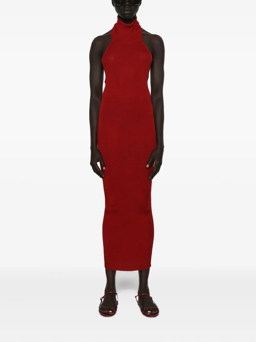 Magda Butrym ribbed halter-neck midi dress - Rood