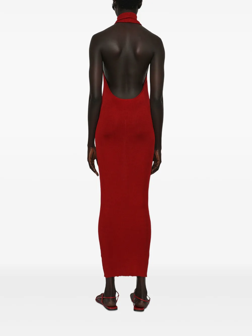 Magda Butrym Geribbelde midi-jurk met halternek Rood