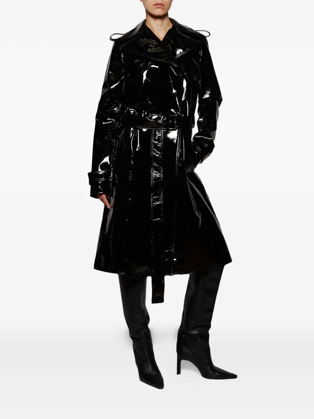 LaQuan Smith belted-patent trench coat | Trench Coats & Raincoats | Image 2
