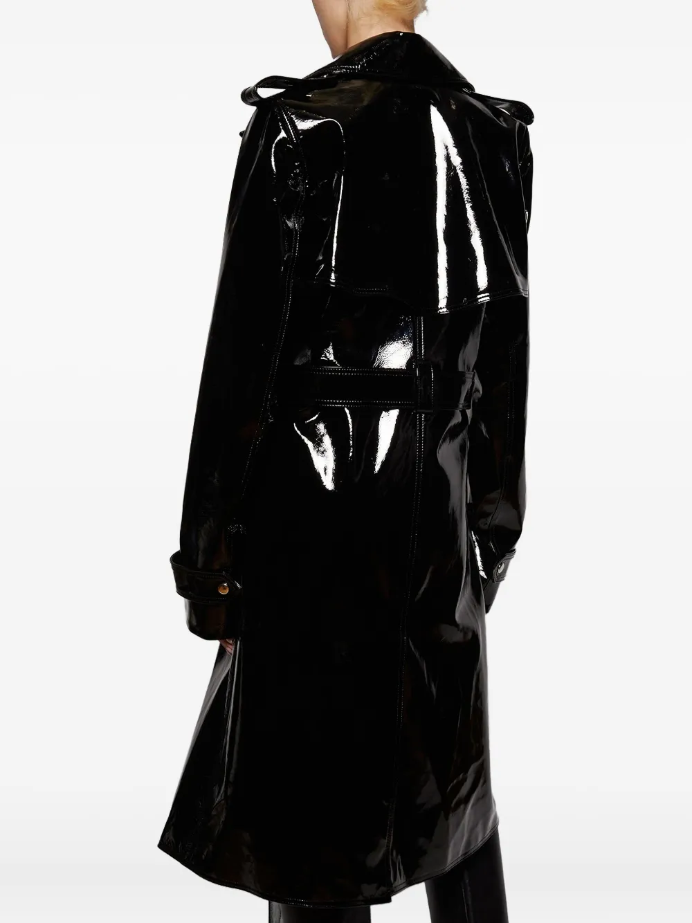 LaQuan Smith Gelakte trenchcoat met ceintuur Zwart