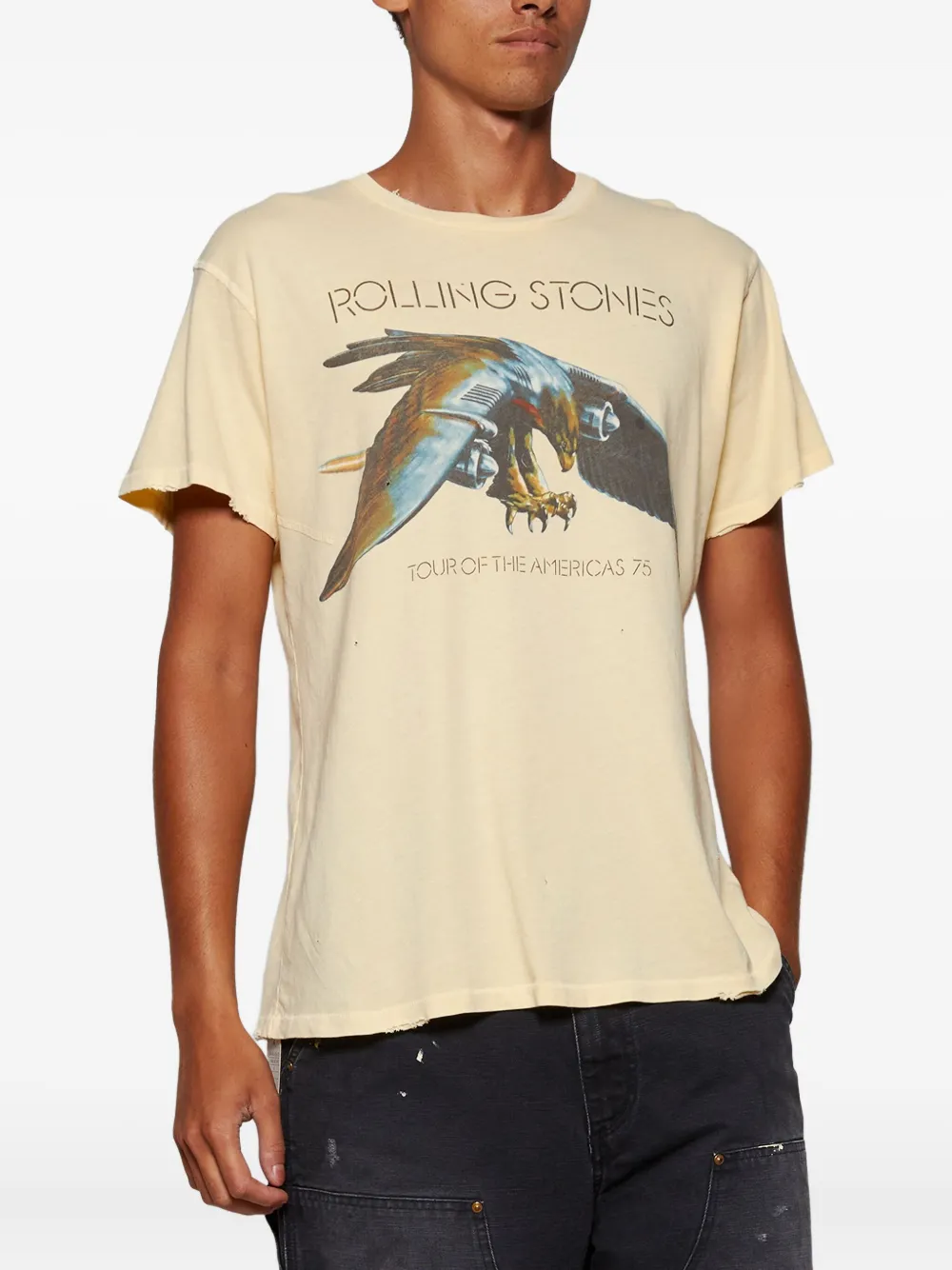 MadeWorn Rolling Stones Tour of the Americas '75 T-shirt met grafische print Geel